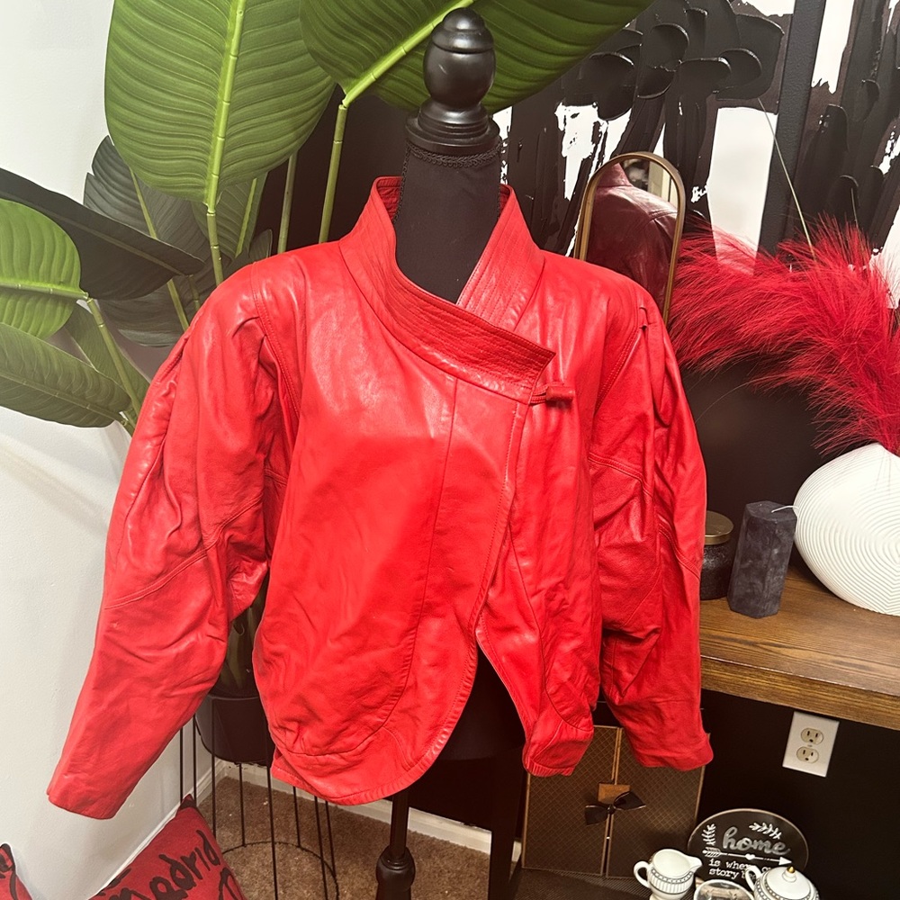 Vintage red leather coat